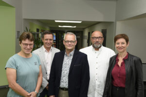 Das Schulleitungteam (v.l.n.r): Adelheid Vödisch, Bernd Spiekermann, Sven Mérono, Andreas Blasel, Yvonne Funck